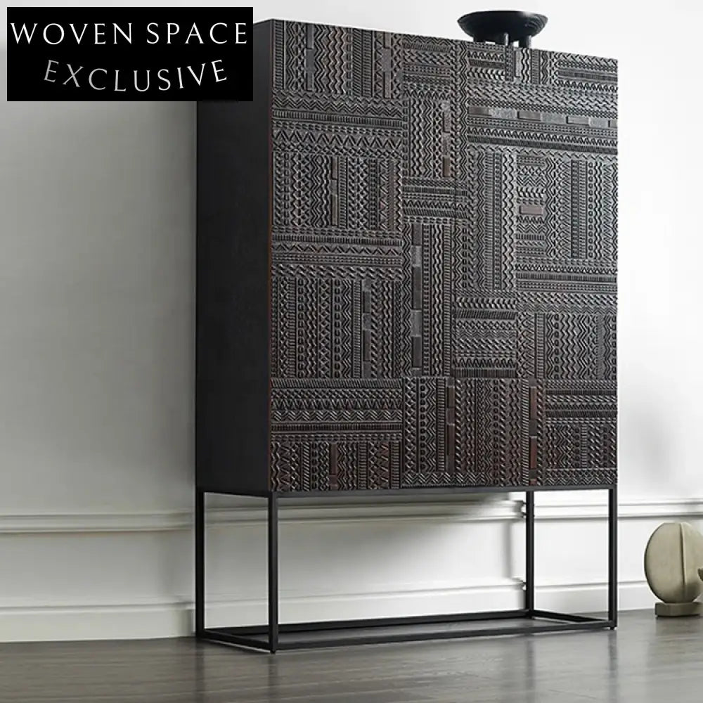 Modernist Luxury Black Wooden Rectangle Storage Cabinet for Home