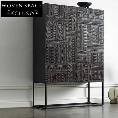 Modernist Luxury Black Wooden Rectangle Storage Cabinet for Home
