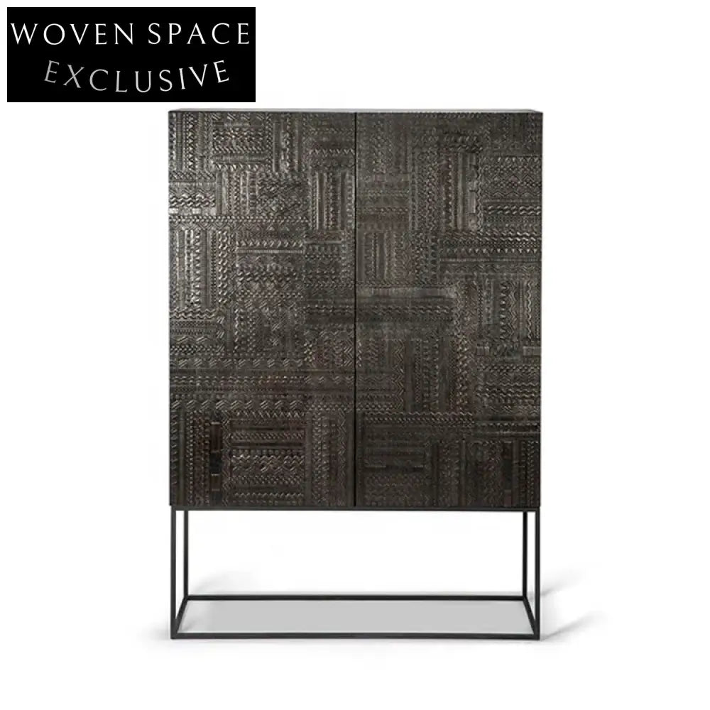 Modernist Luxury Black Wooden Rectangle Storage Cabinet for Home