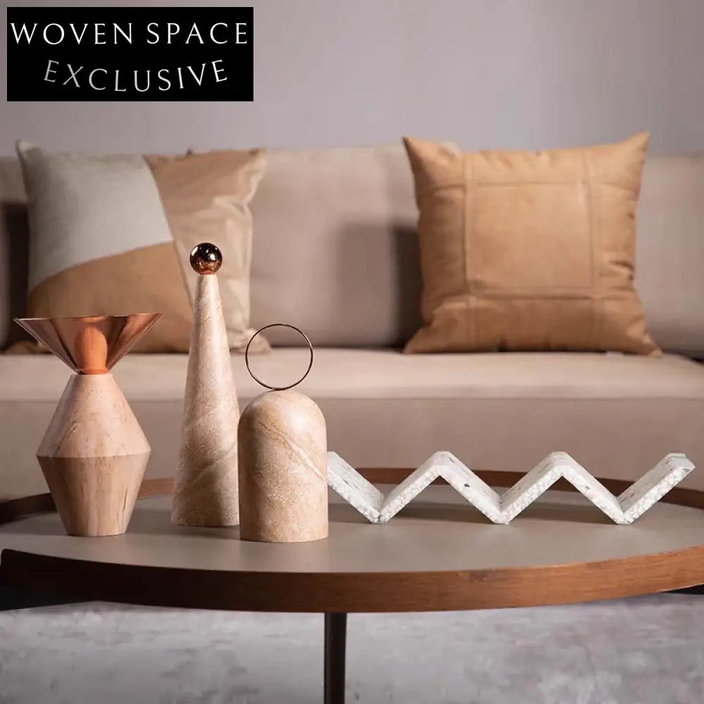 Modernist Natural Travertine Luxury Abstract Sculpture Art Decor Ornament