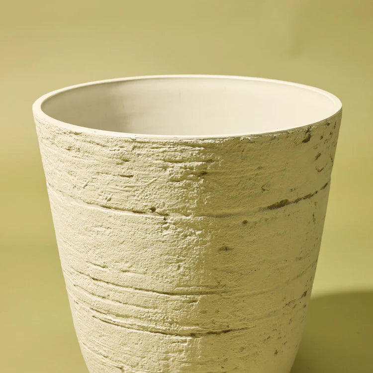 Faux Rustic Stone Look Tall Planter Pot | Cream - 49.5cm