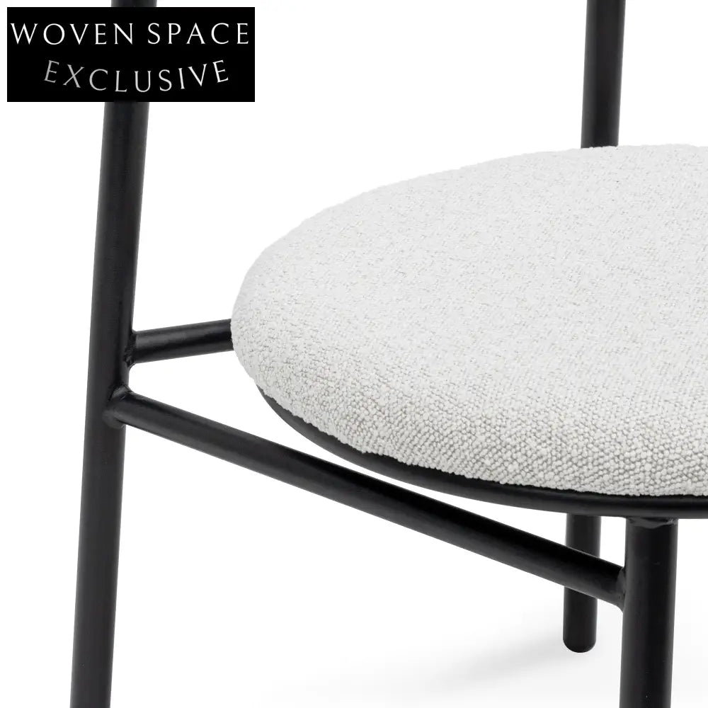 Moon White Boucle Dining Chair Dining Chairs