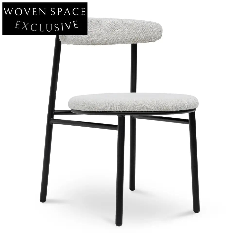 Moon White Boucle Dining Chair Dining Chairs