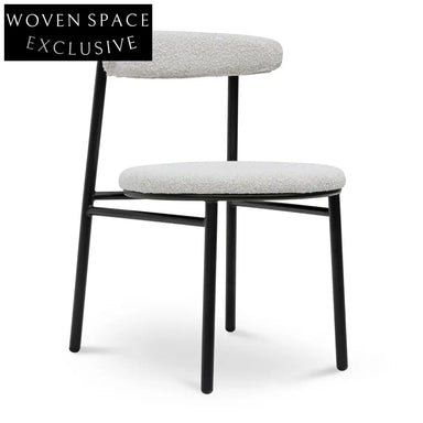 Moon White Boucle Dining Chair Dining Chairs