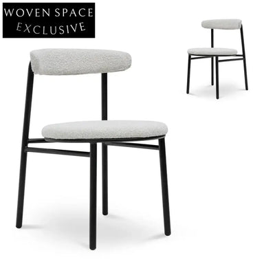 Moon White Boucle Dining Chair (set of 2)