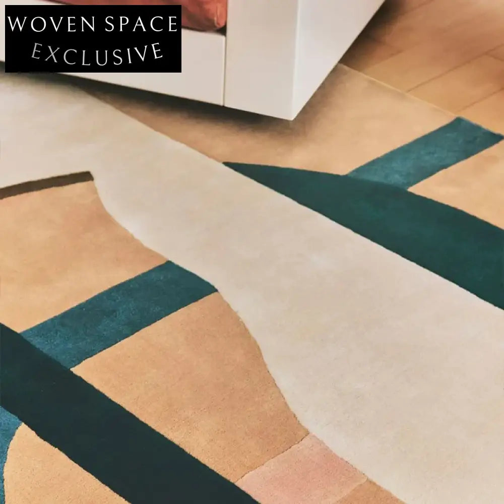 Morandi Luxury Geometric Pattern Polyester Area Rug for Modern Living Room Decor