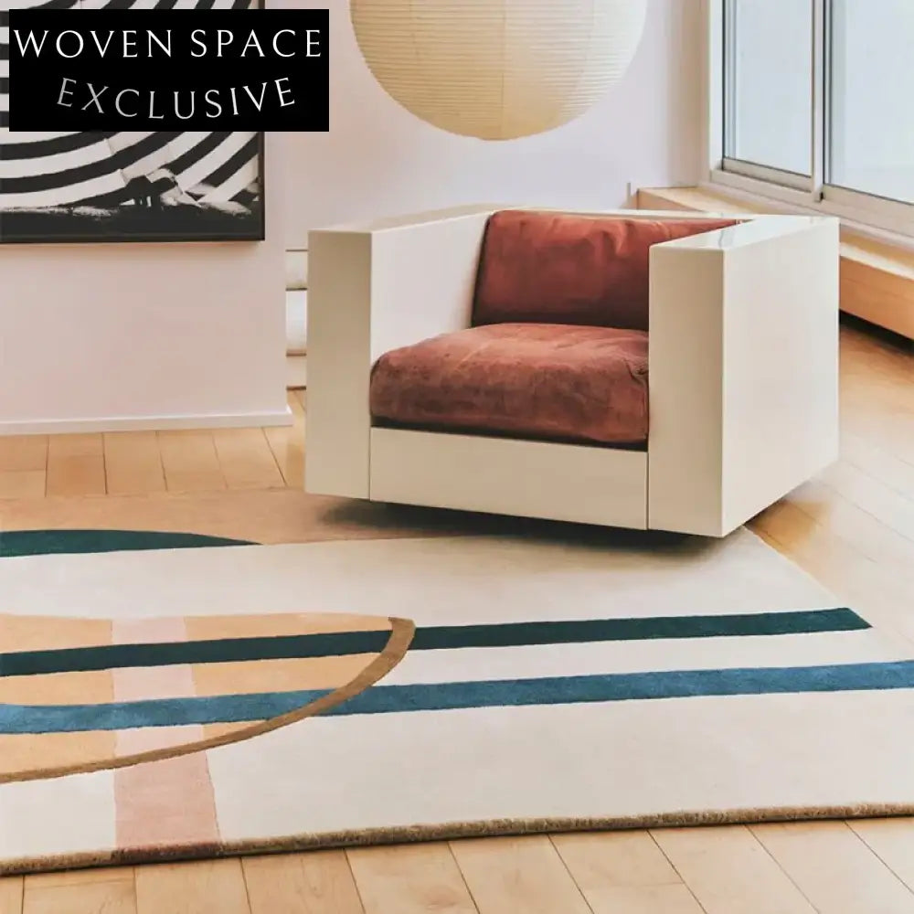 Morandi Luxury Geometric Pattern Polyester Area Rug for Modern Living Room Decor