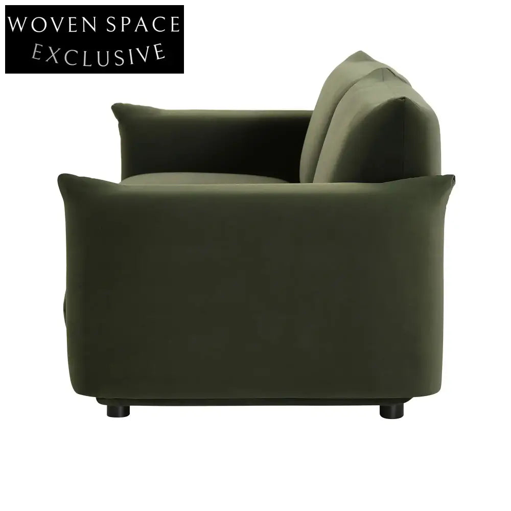 Luxurious Moss Green Velvet Three-Seater Sofa - Modern Minimalist Living Room Comfort
