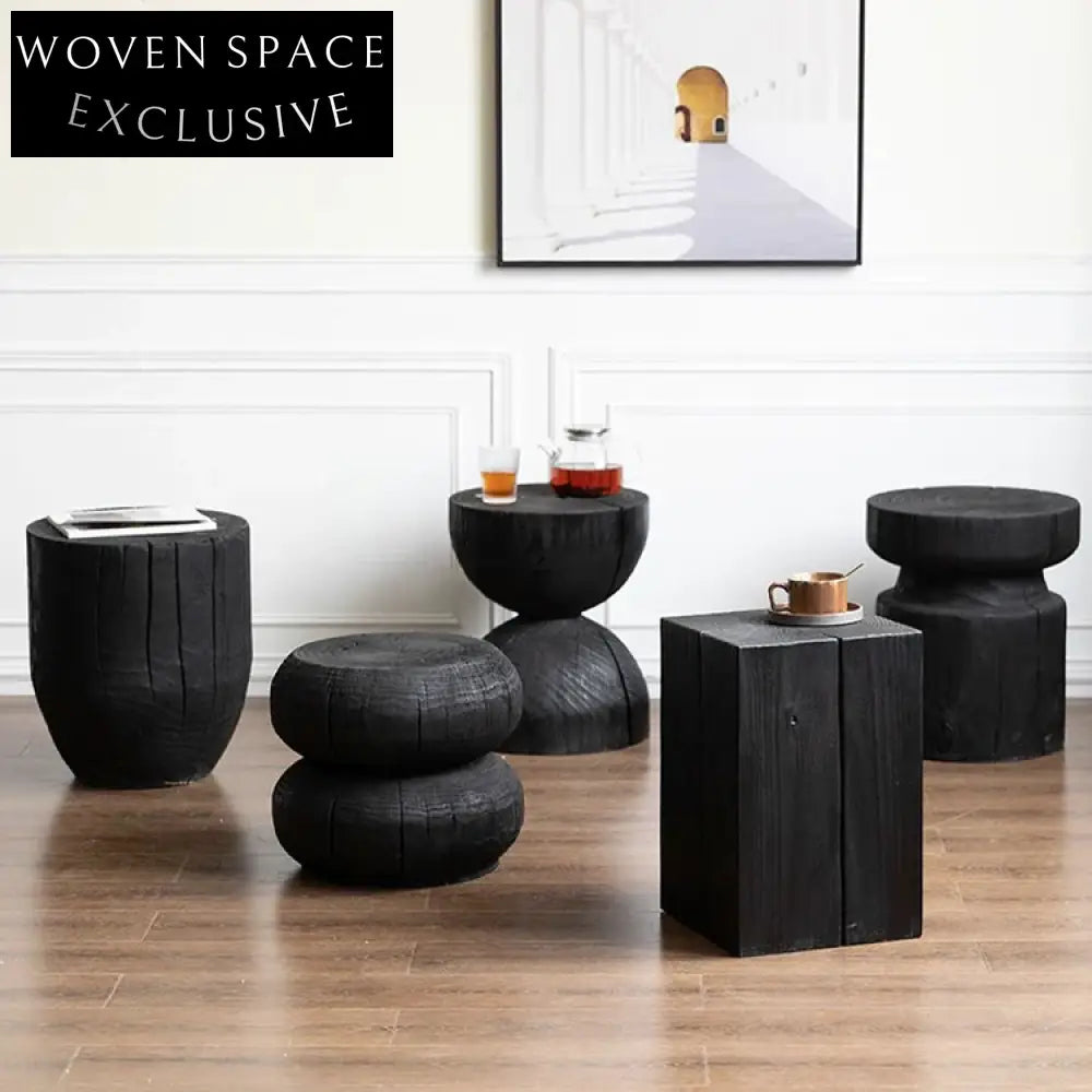 Multi-functional Solid Wood Ottoman Stool Side Coffee Table Living Room Accent Chair