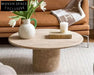 Premium Solid Natural Beige Travertine Round Coffee Table for Chic Interiors