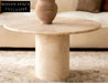Premium Solid Natural Beige Travertine Round Coffee Table for Chic Interiors