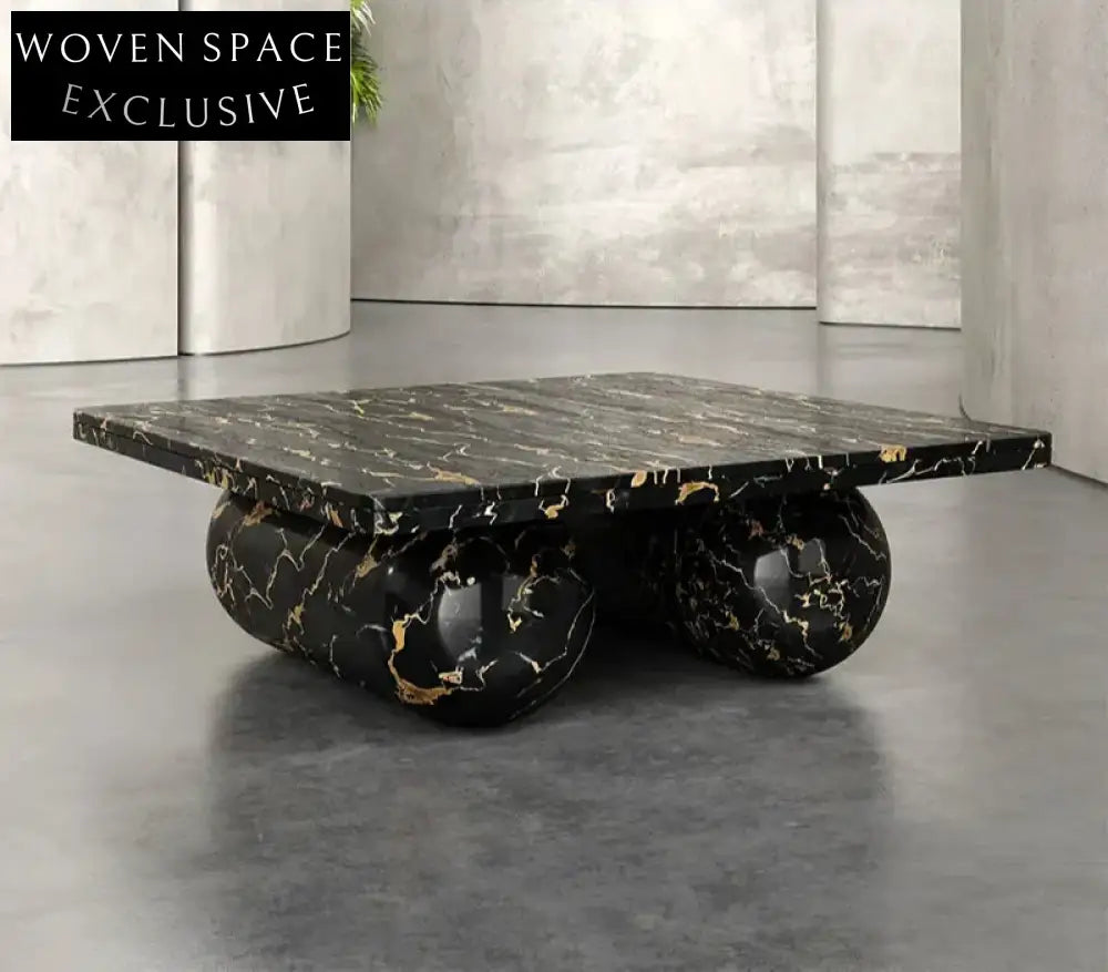Elegant Waterproof Natural Black Marble Rectangle Coffee Table for Living Room
