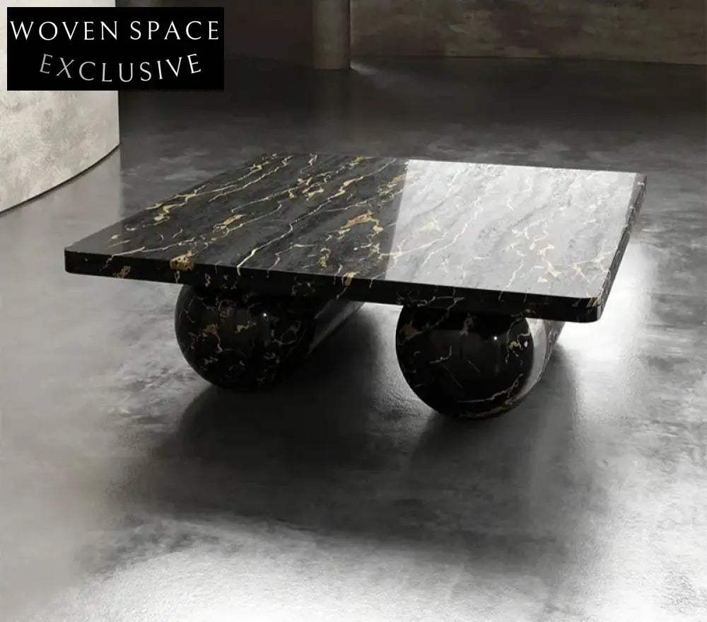 Elegant Waterproof Natural Black Marble Rectangle Coffee Table for Living Room
