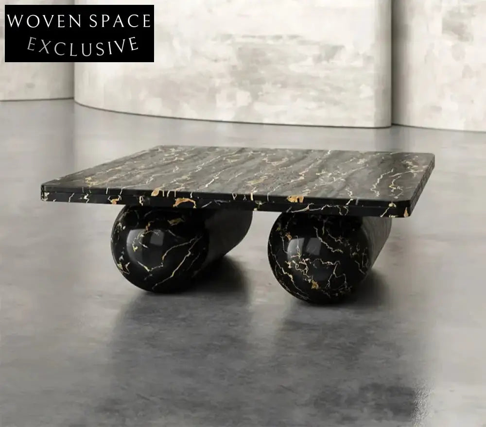 Elegant Waterproof Natural Black Marble Rectangle Coffee Table for Living Room