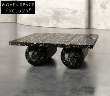 Elegant Waterproof Natural Black Marble Rectangle Coffee Table for Living Room