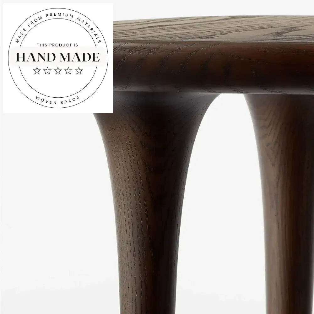 Natural Brown Solid Oak Geometric Nordic Living Room Side Table