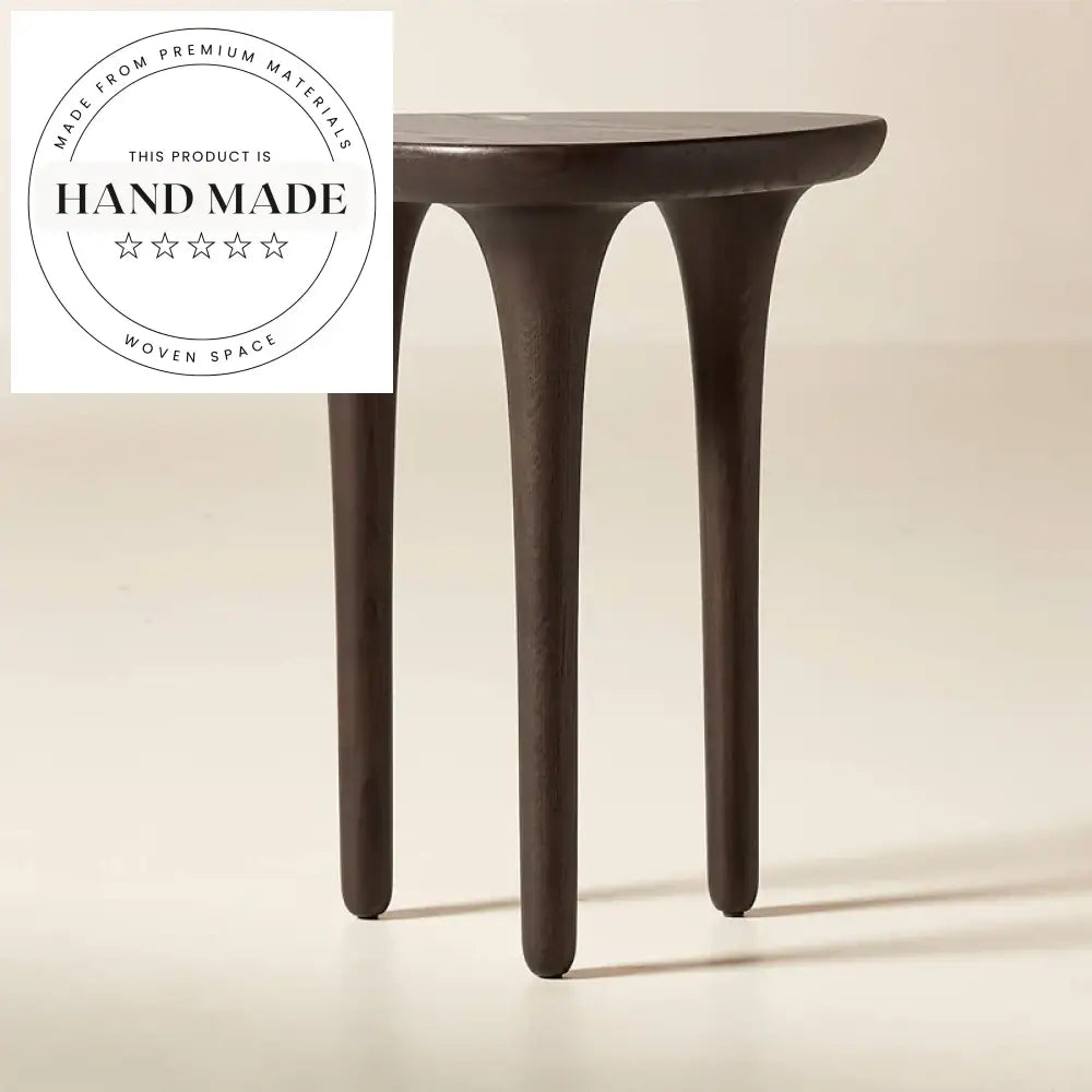 Natural Brown Solid Oak Geometric Nordic Living Room Side Table