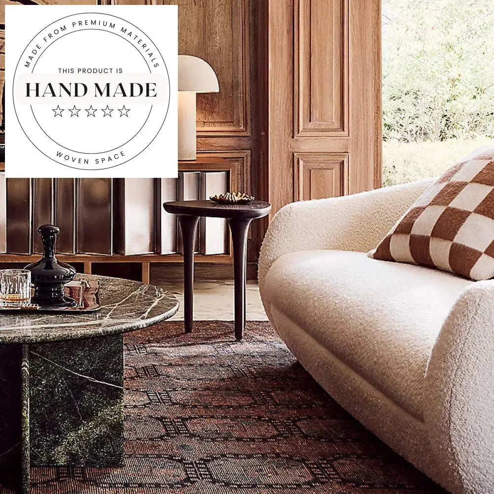 Natural Brown Solid Oak Geometric Nordic Living Room Side Table