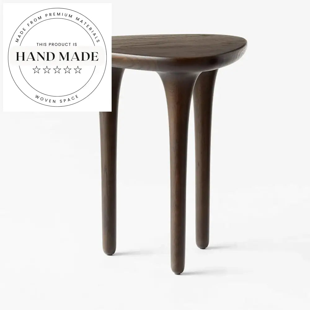 Natural Brown Solid Oak Geometric Nordic Living Room Side Table