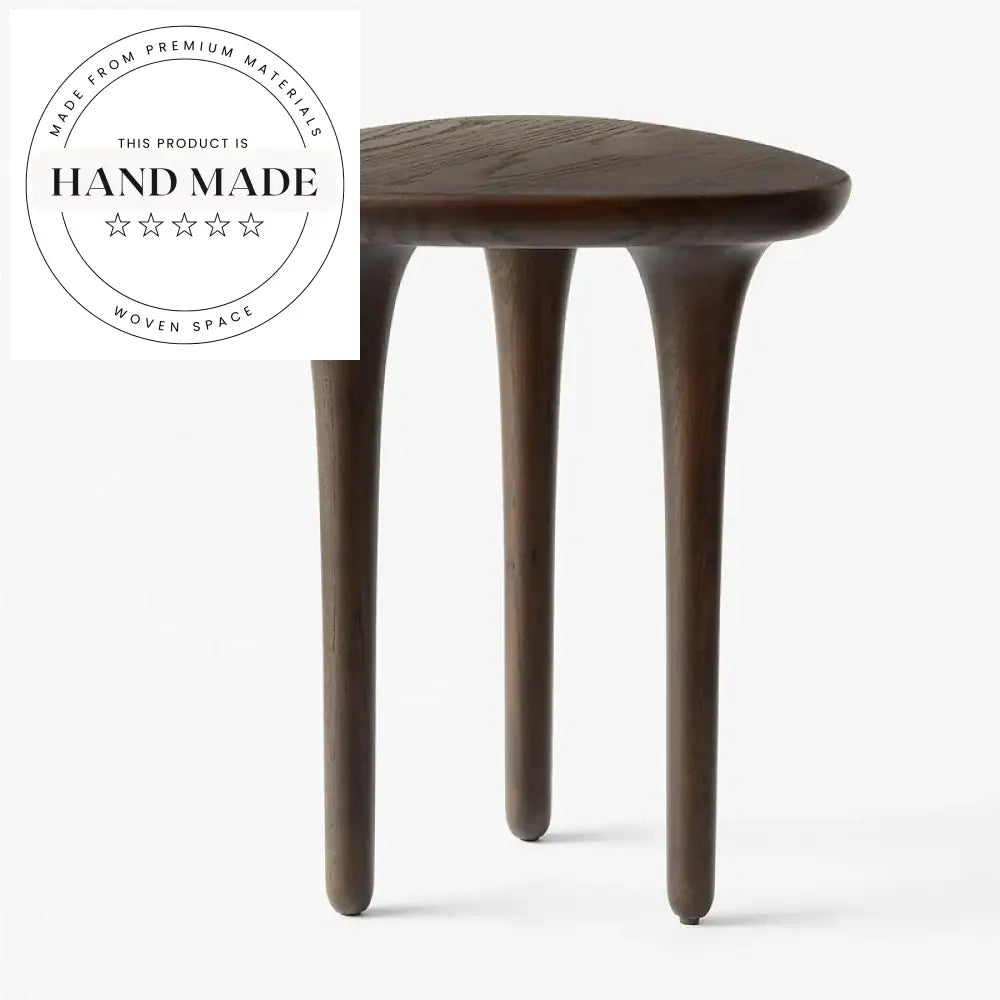 Natural Brown Solid Oak Geometric Nordic Living Room Side Table