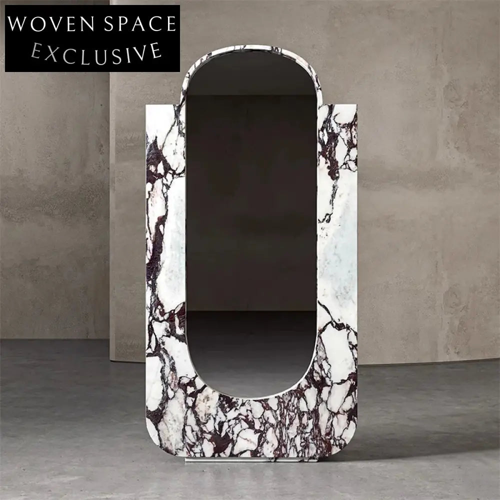 Natural Calacatta Viola Marble Full-Length Floor Standing Art Decor Mirror