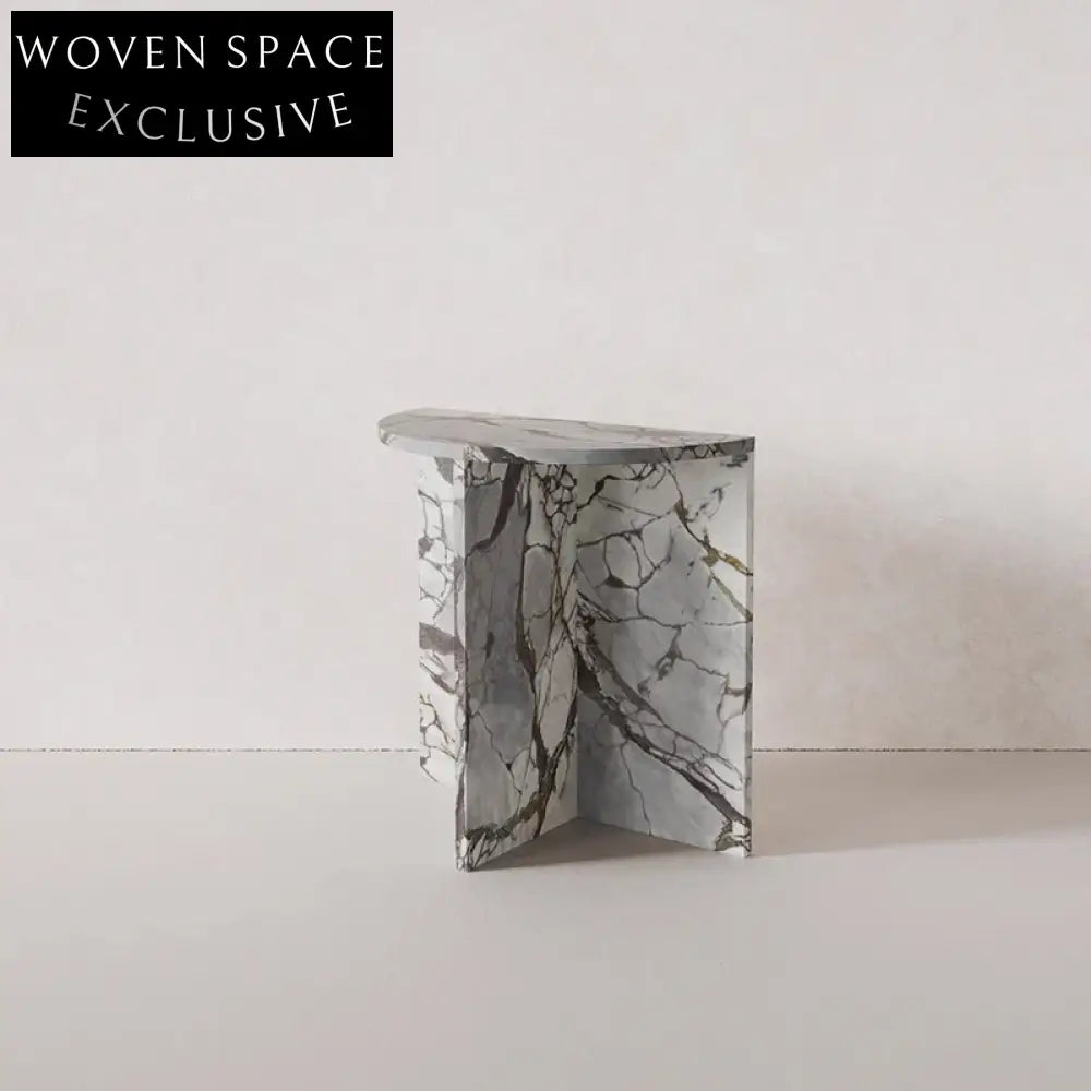 Natural Italian Calacatta Viola Marble Half-Round Small Corner Coffee Table