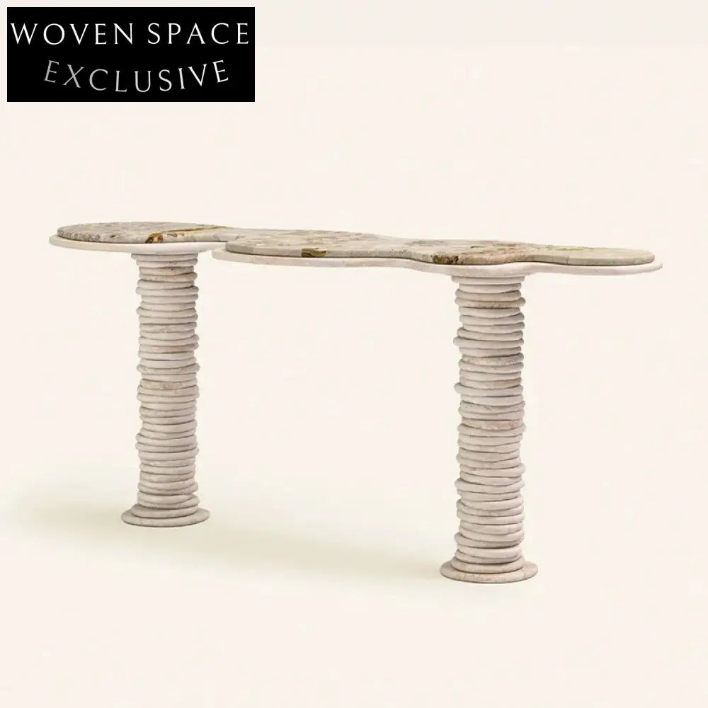 Natural Italian Travertine Stone Console Table for Modern Living Room Decor