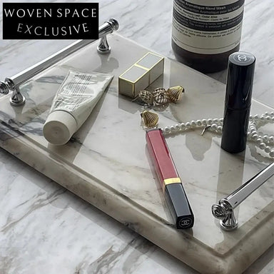 Natural Marble Decorative Table Tray, Elegant Square Design for Home Decor