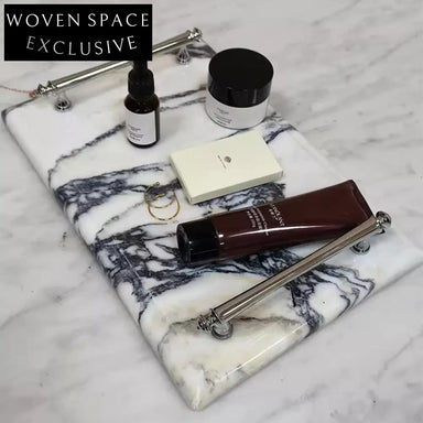 Natural Marble Decorative Table Tray, Elegant Square Design for Home Decor