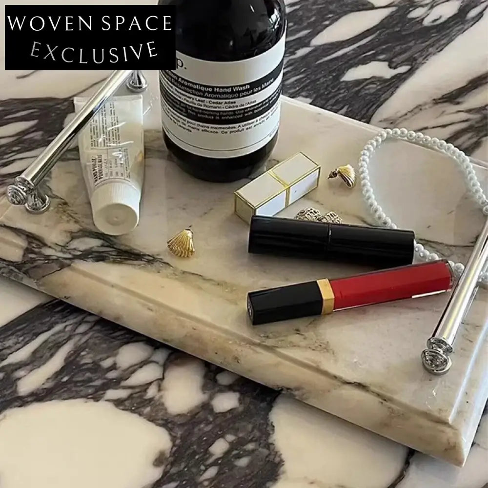 Natural Marble Decorative Table Tray, Elegant Square Design for Home Decor