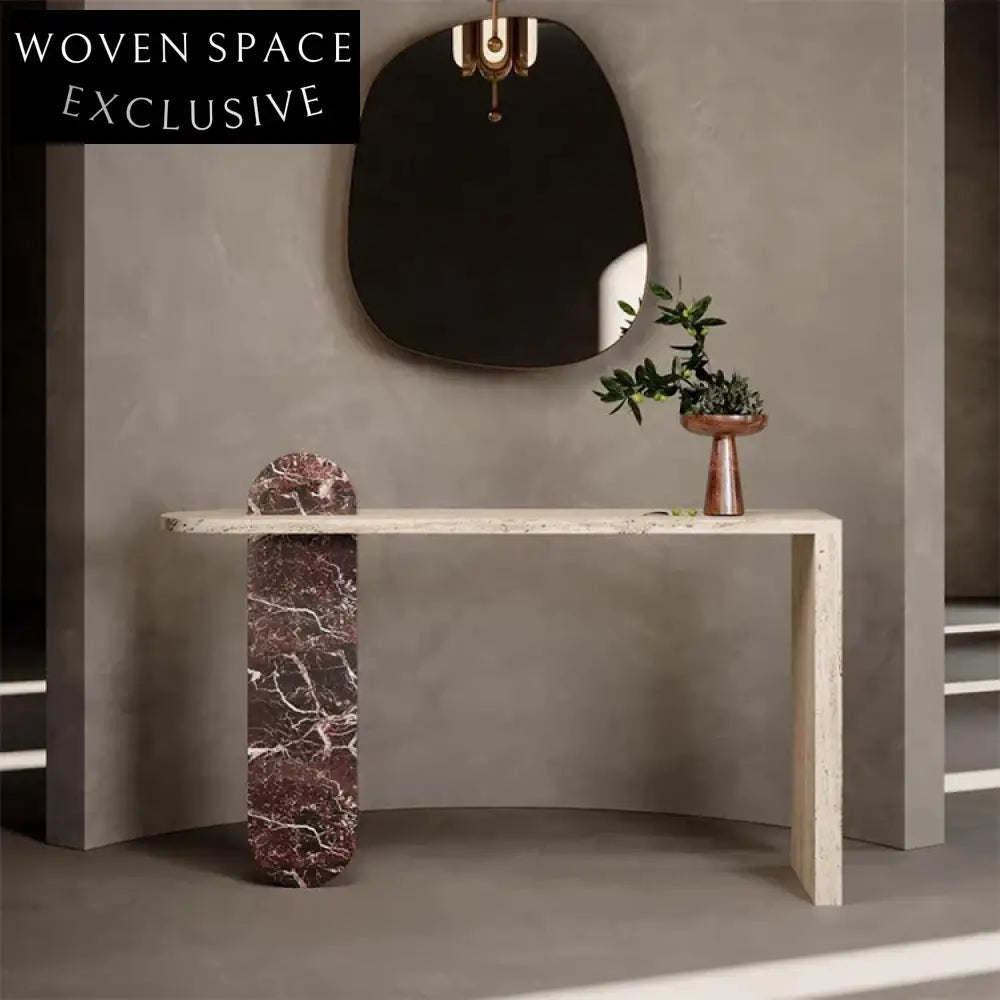 Natural Marble Modern Entryway Console Table, Durable Living Room Accent Furniture