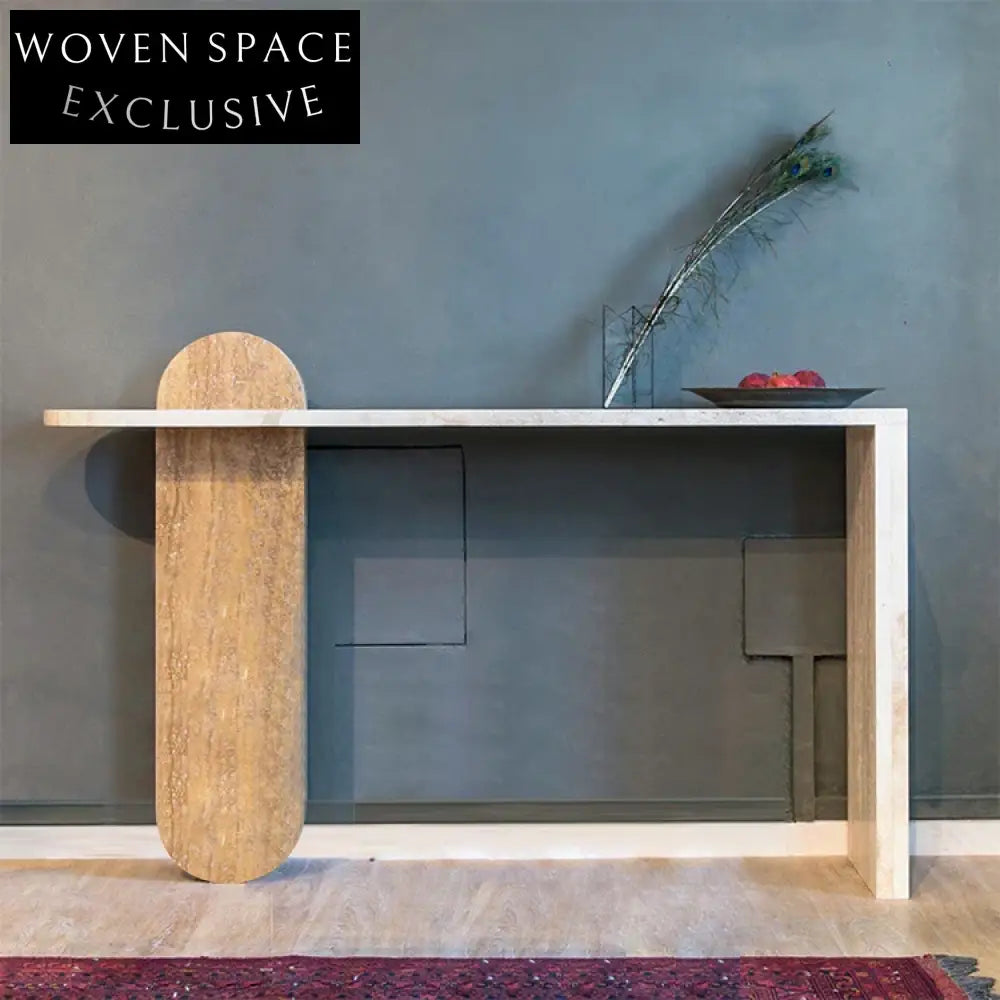 Natural Marble Modern Entryway Console Table, Durable Living Room Accent Furniture