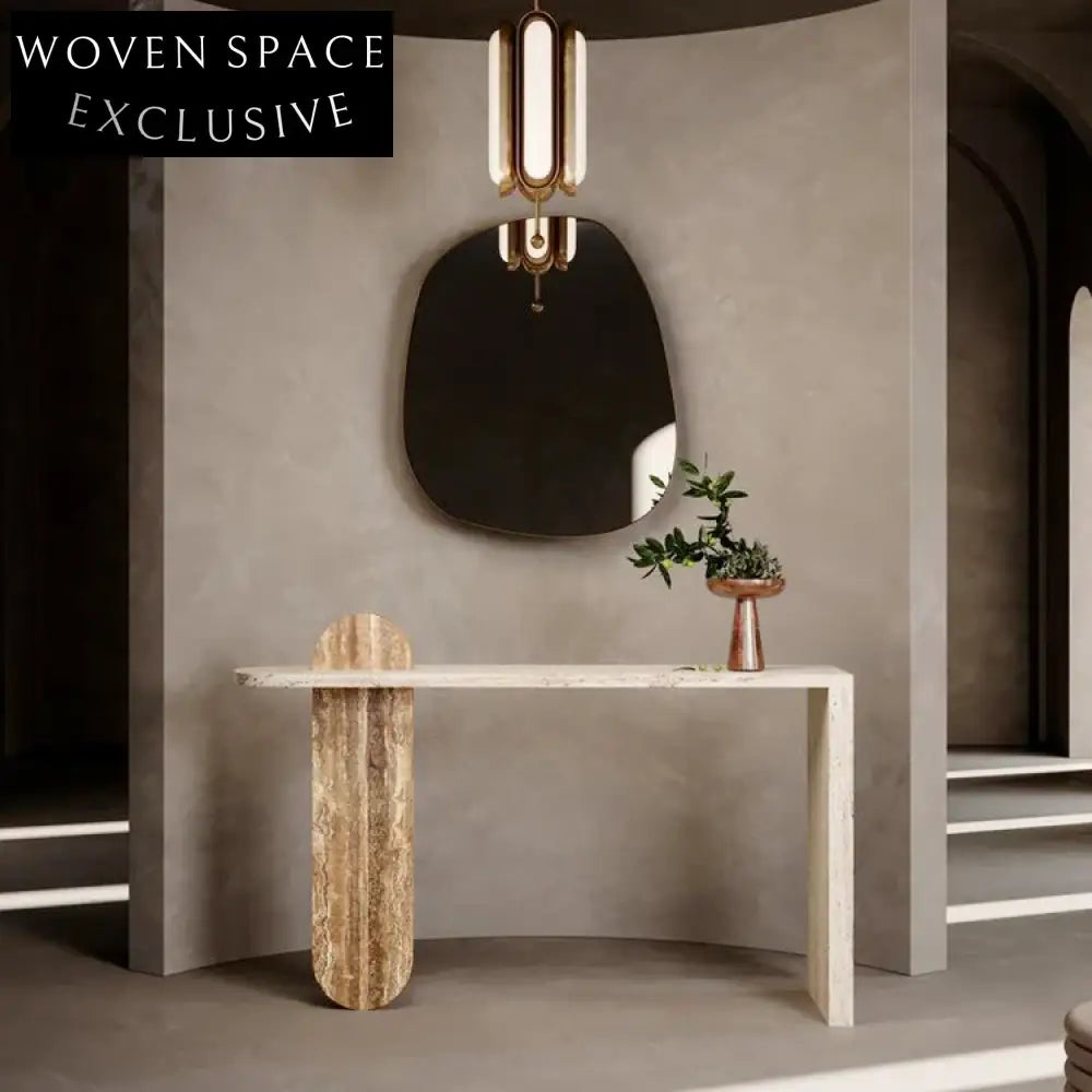 Natural Marble Modern Entryway Console Table, Durable Living Room Accent Furniture