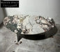 Elegant Natural Marble Oval Coffee Table - Waterproof, Durable Living Room Furniture