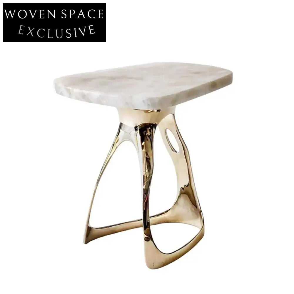 Natural Marble Top Gold Metal Base Round Modern Living Room Coffee Table
