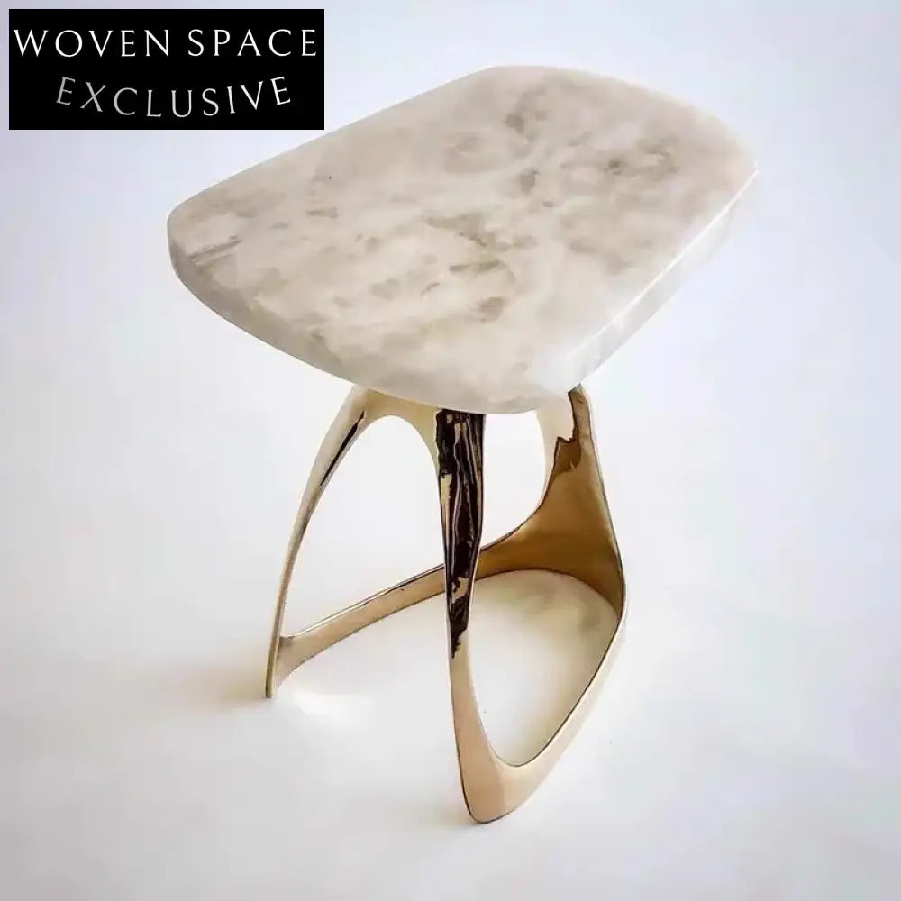 Natural Marble Top Gold Metal Base Round Modern Living Room Coffee Table