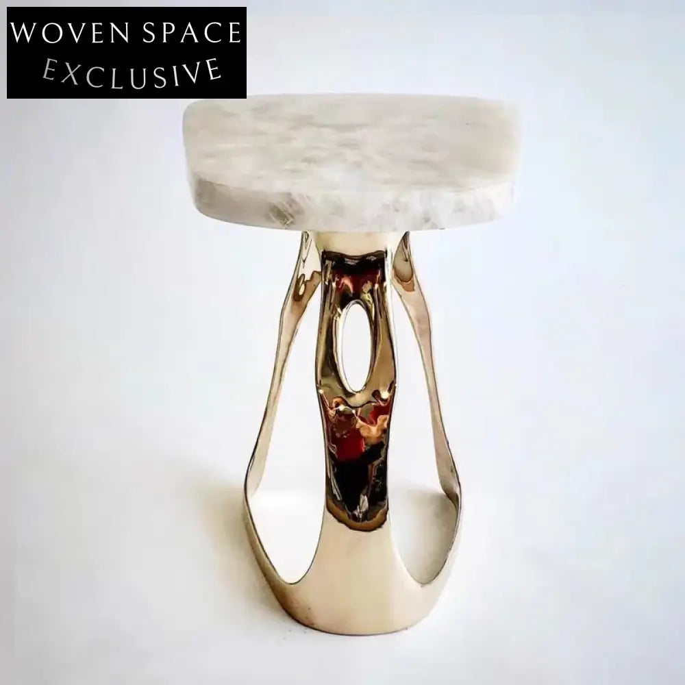 Natural Marble Top Gold Metal Base Round Modern Living Room Coffee Table