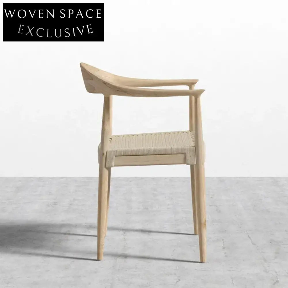Solid Oak Curved Back Woven Round Stackable Dining Chair for Events