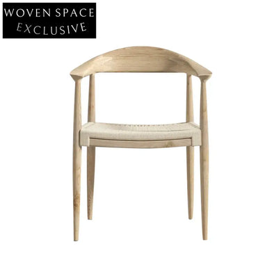 Solid Oak Curved Back Woven Round Stackable Dining Chair for Events