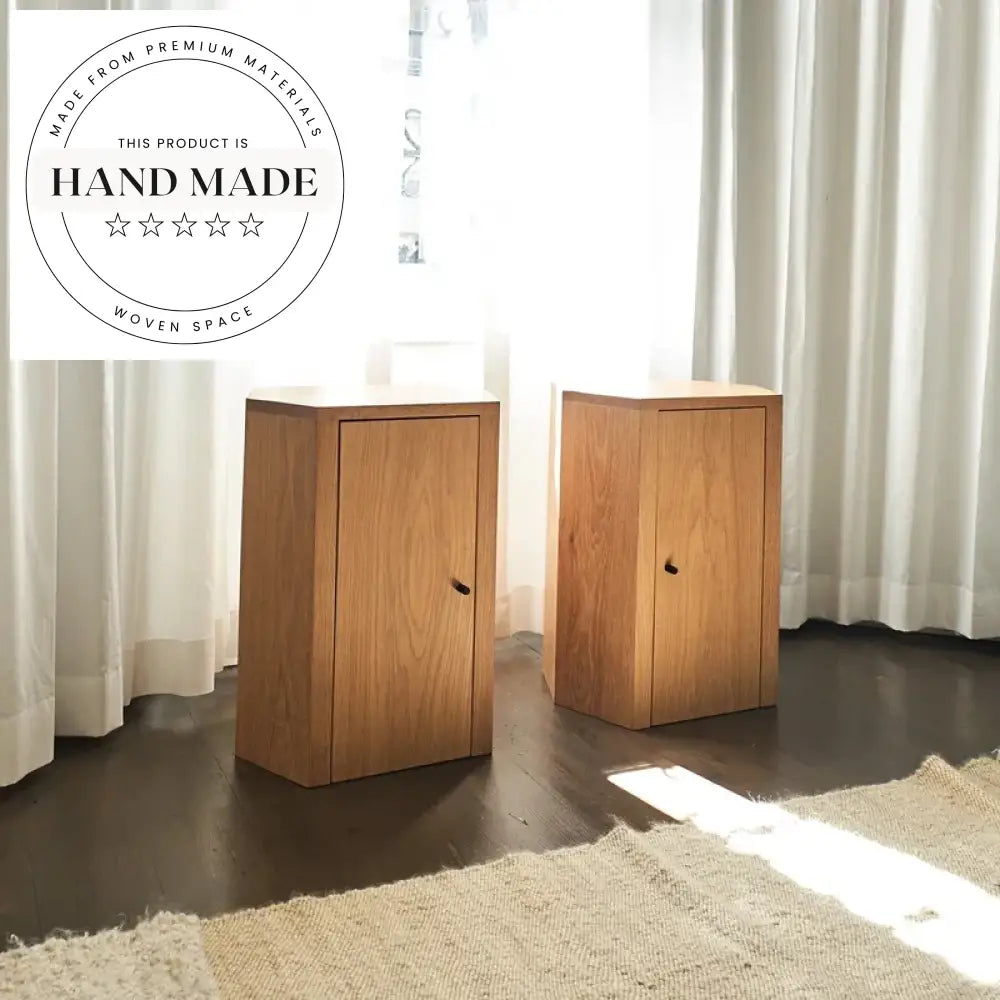 Natural Oak Solid Wood Modern Two Drawer Storage Bedside Table