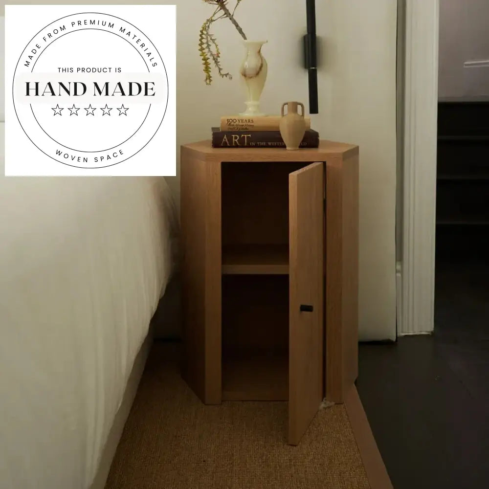 Natural Oak Solid Wood Modern Two Drawer Storage Bedside Table