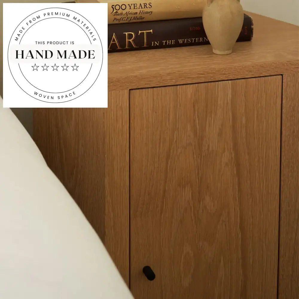 Natural Oak Solid Wood Modern Two Drawer Storage Bedside Table