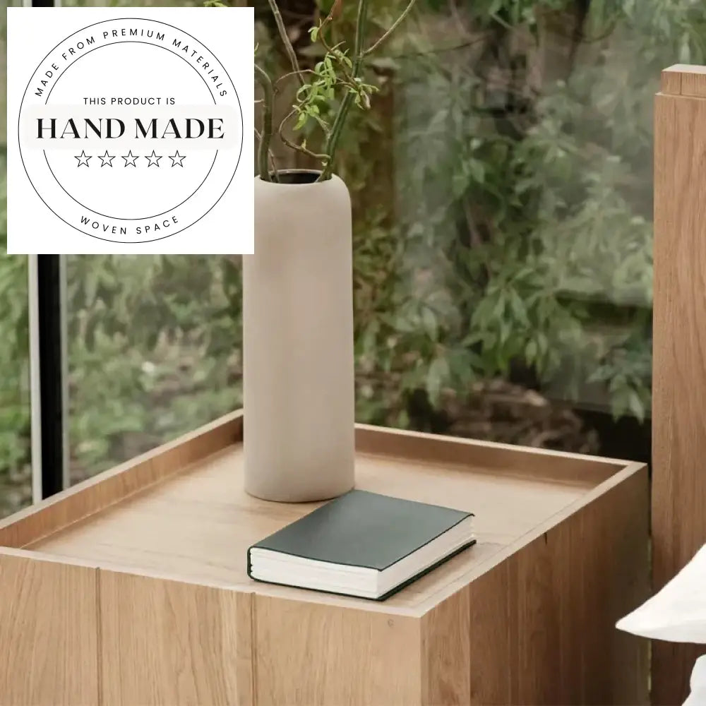 Natural Oak Veneer Modern Square Nordic Wood Storage Bedside Table