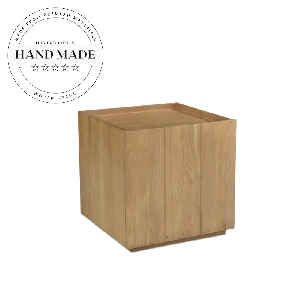 Natural Oak Veneer Modern Square Nordic Wood Storage Bedside Table