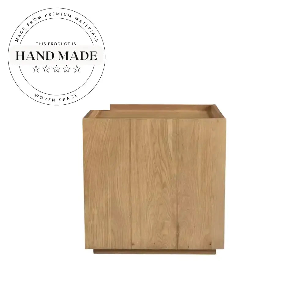 Natural Oak Veneer Modern Square Nordic Wood Storage Bedside Table