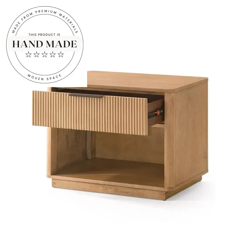 Natural Oak Wood Single Drawer Contemporary Bedside Nightstand