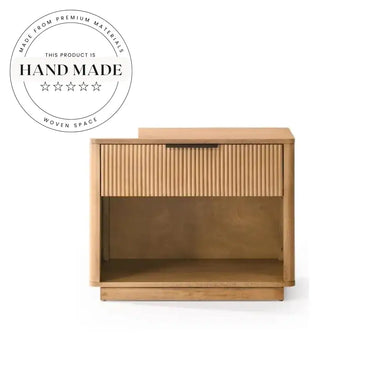 Natural Oak Wood Single Drawer Contemporary Bedside Nightstand
