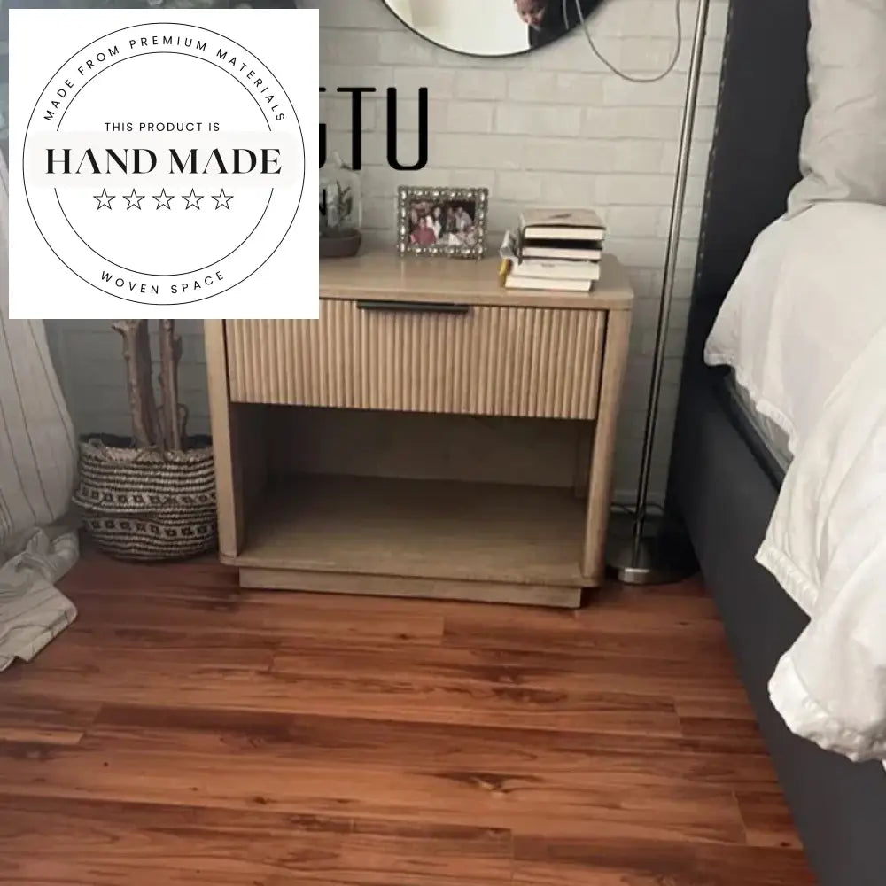 Natural Oak Wood Single Drawer Contemporary Bedside Nightstand