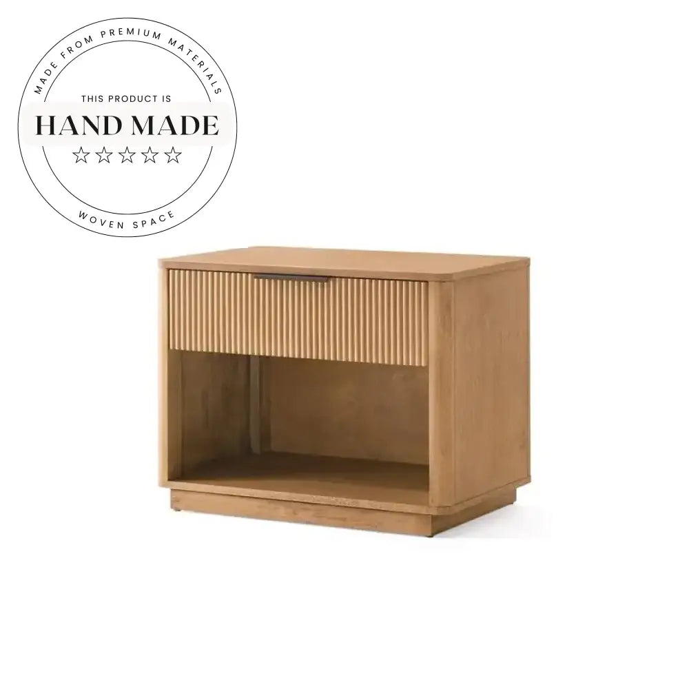 Natural Oak Wood Single Drawer Contemporary Bedside Nightstand