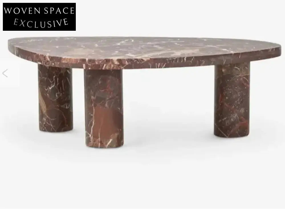 Tostone Natural Red Wine Marble Coffee Table - Modern Living Room Decor